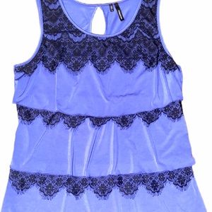 Maurices blue & black tiered lace Tank size medium
